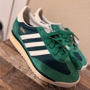 Adidas  Green and Cream Sneakers… size 4 kids fits size 6 women’s